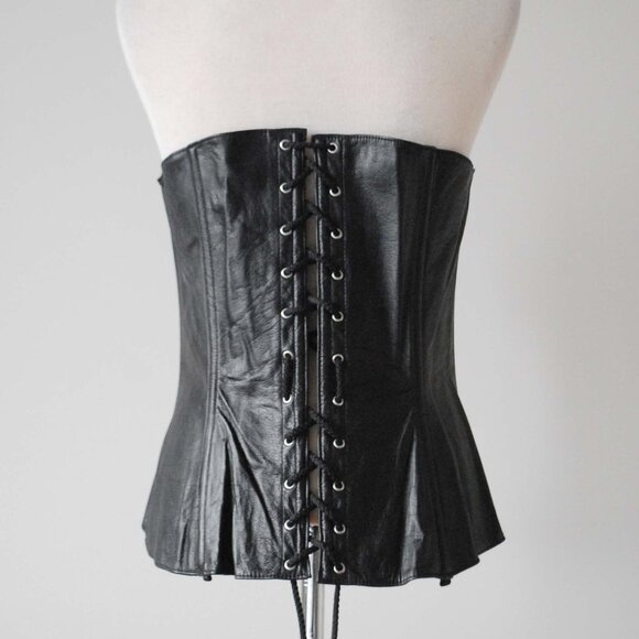 Vintage Allure Leather & Velveteen Corset - Picture 3 of 4